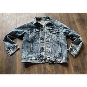 VINTAGE Guess Georges Marciano Jacket Acid Wash Trucker Made USA 80s L